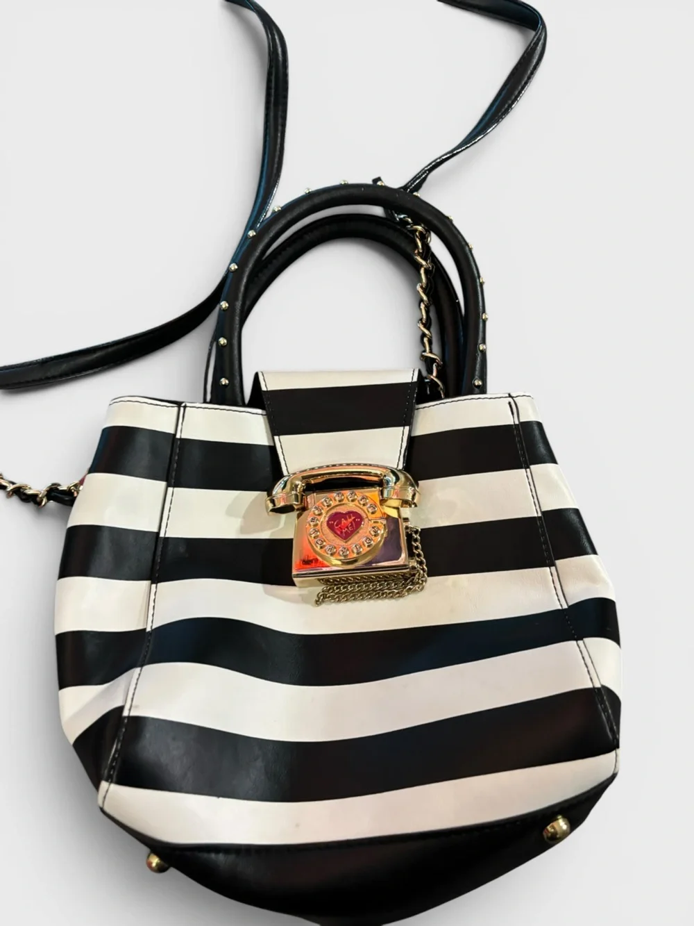 Betsey Johnson 2008 “Call Me” Mini Satchel Bag Crossbody Purse Y2K